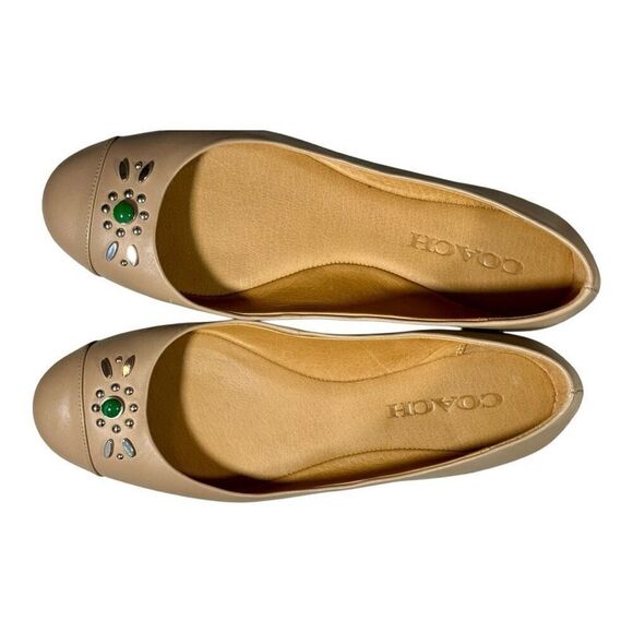 Coach Farrell Women’s Semi Matte Calf Ballet Flats Shoes Stone Size 7 - Picture 7 of 14